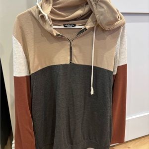 Colorblock Hoodie with Half-Zip